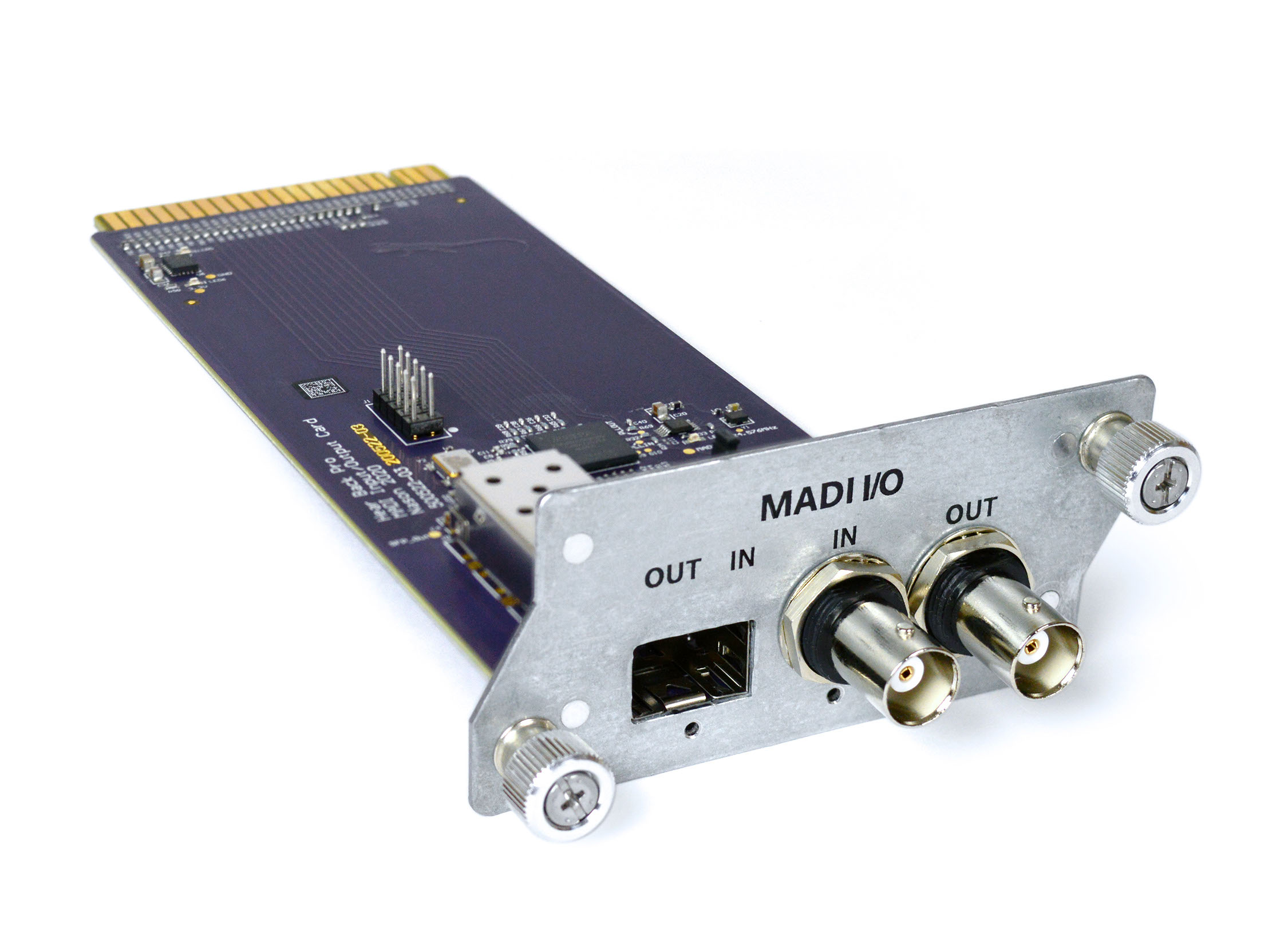 A stand-alone MADI interface card for a Hear Back PRO on a white background.